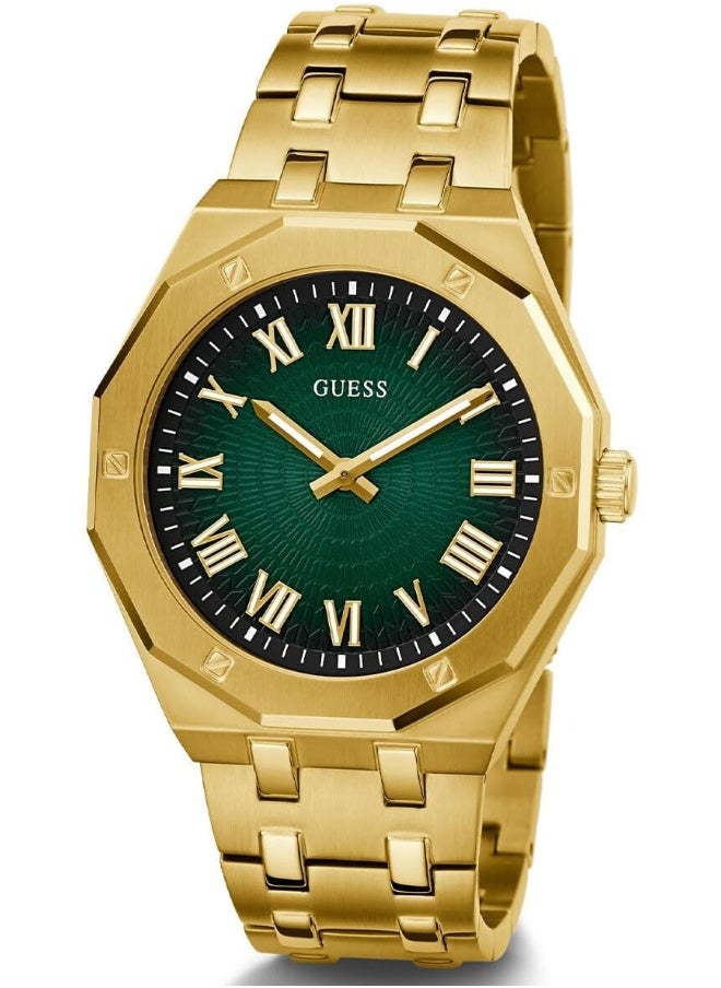 GUESS GUESS Men's 42mm Watch - Gold Tone Strap Green Dial  - Image 2