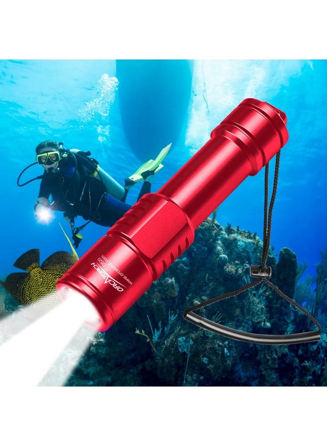 ORCATORCH مصباح غوص D520 1000 لومن مدمج للغوص ومقاوم للماء بدرجة IP68 ومصباح غوص ليلي مزود بمفتاح دوار للغوص تحت الماء على عمق 150 مترًا (أحمر) - Image 2