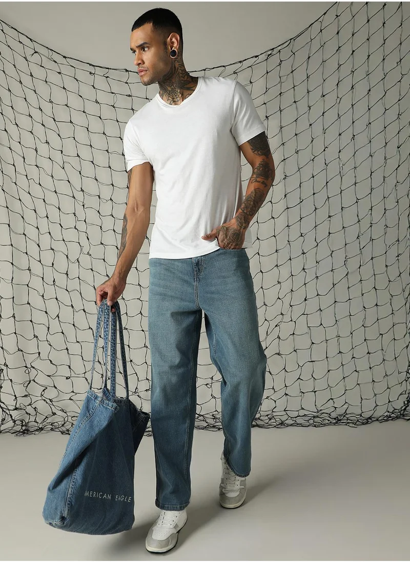 Hubberholme Men's Indigo 100% Cotton Distressed Jeans
