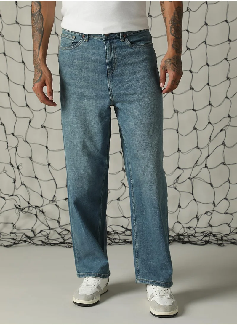 هوبرهولمي Men's Indigo 100% Cotton Distressed Jeans