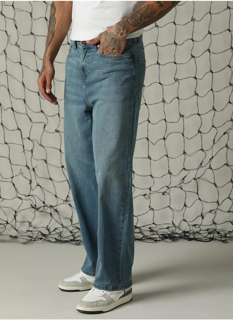 Hubberholme Men's Indigo 100% Cotton Distressed Jeans