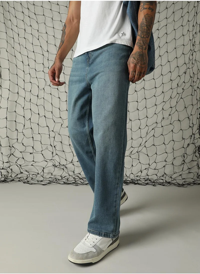 هوبرهولمي Men's Indigo 100% Cotton Distressed Jeans
