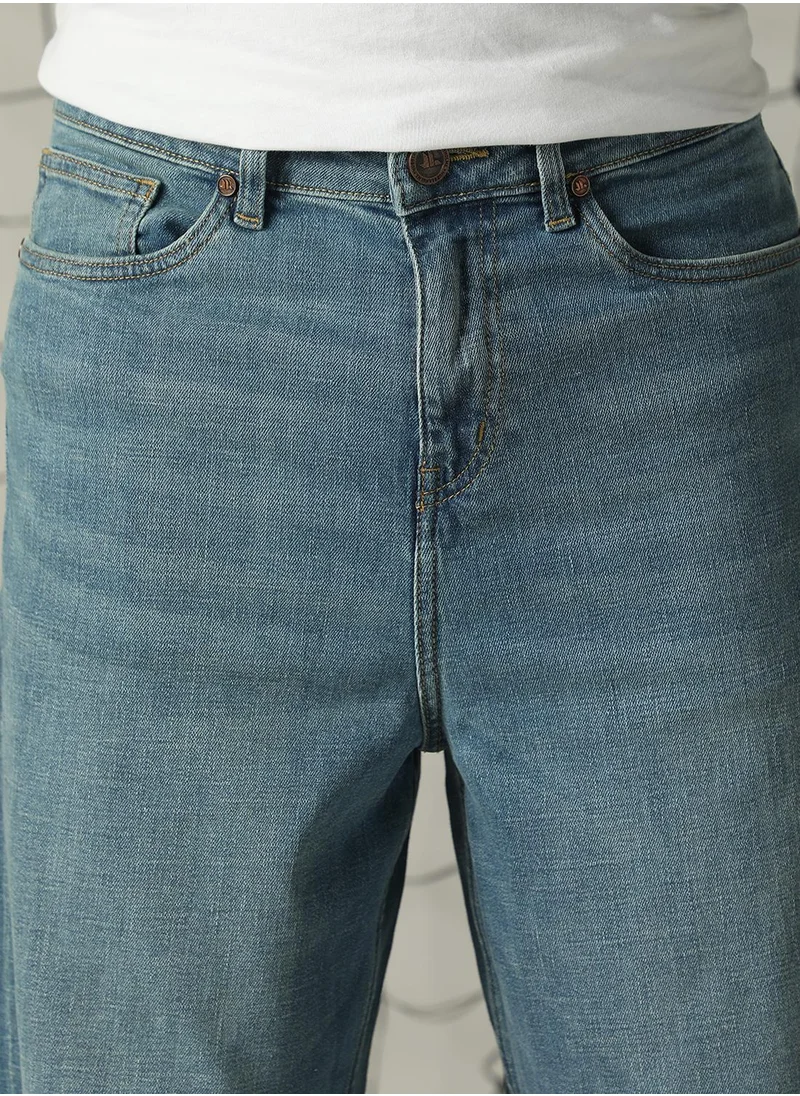 هوبرهولمي Men's Indigo 100% Cotton Distressed Jeans
