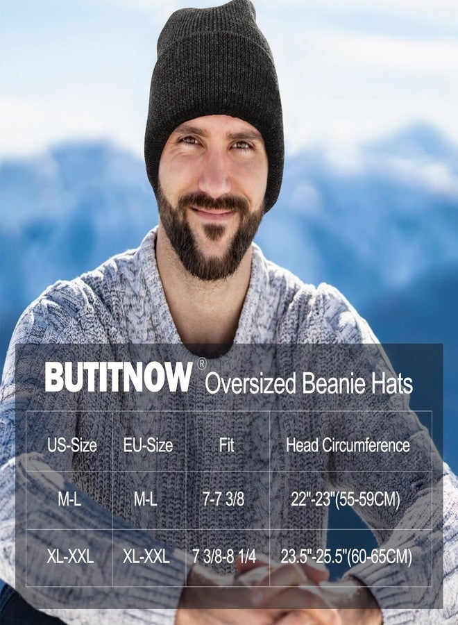 BUTITNOW Oversize L/XL/XXL Beanie Hat for Big Heads - Waterproof Merino Wool Blend Beanie Fleece Lined Hat for All-Weather Winter Warm Slate Gray - Image 3