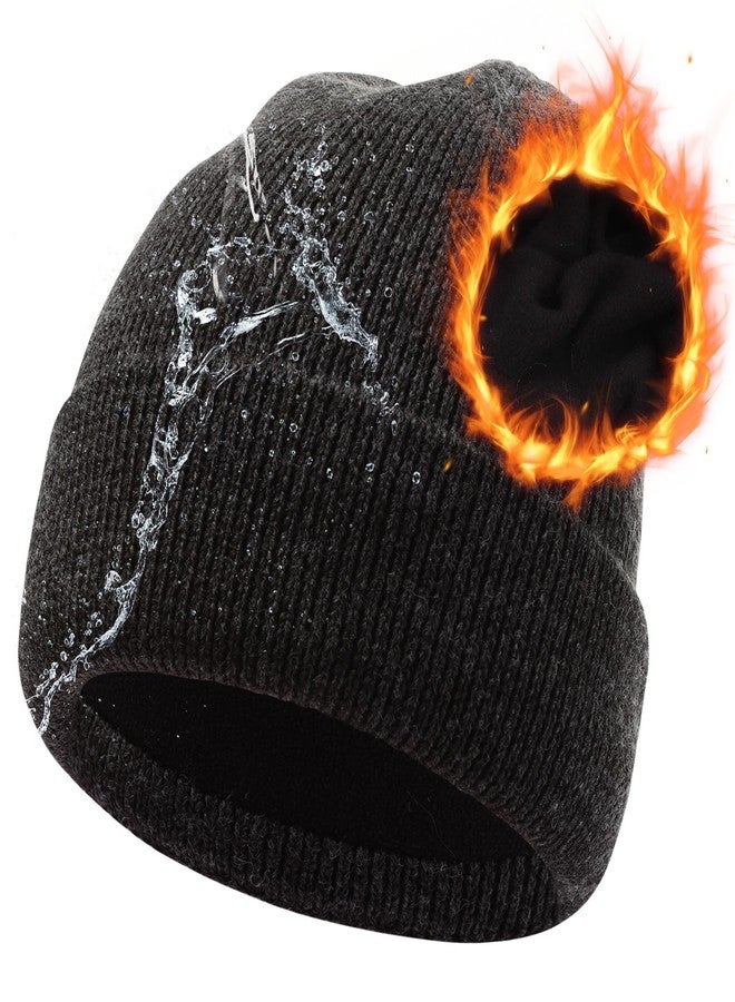 BUTITNOW Oversize L/XL/XXL Beanie Hat for Big Heads - Waterproof Merino Wool Blend Beanie Fleece Lined Hat for All-Weather Winter Warm Slate Gray - Image 1