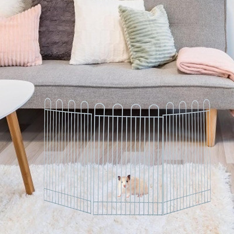 Small Pet Playpen Panels 12pcs Set White Portable Nylon Hamster Cage Enclosure Fence for Small Animals Indoor Outdoor Safety and Training - Image 5