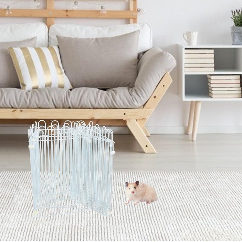Small Pet Playpen Panels 12pcs Set White Portable Nylon Hamster Cage Enclosure Fence for Small Animals Indoor Outdoor Safety and Training - Image 4