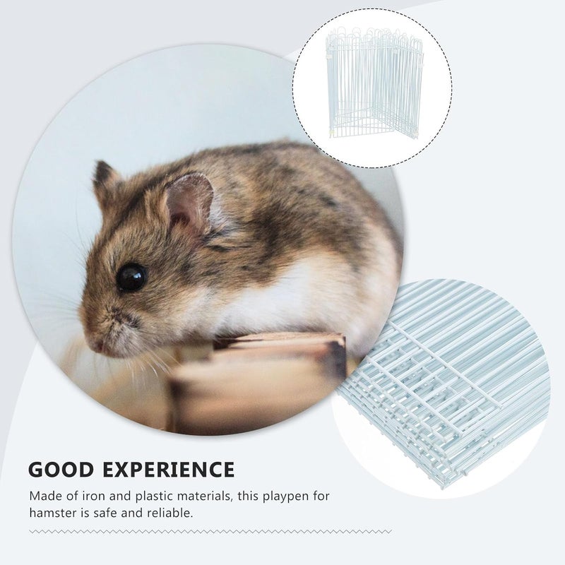 Small Pet Playpen Panels 12pcs Set White Portable Nylon Hamster Cage Enclosure Fence for Small Animals Indoor Outdoor Safety and Training - Image 3