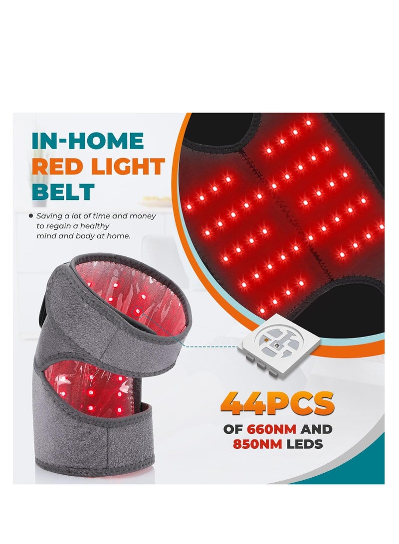 Cordless Heated Knee Brace with Heat and Red Light, 660nm850nm Rechargeable Light Belt Shoulder Support Brace Wrap Wearable Knee Shoulder Elbow Heating Pad with 5000mAh Battery - Image 2