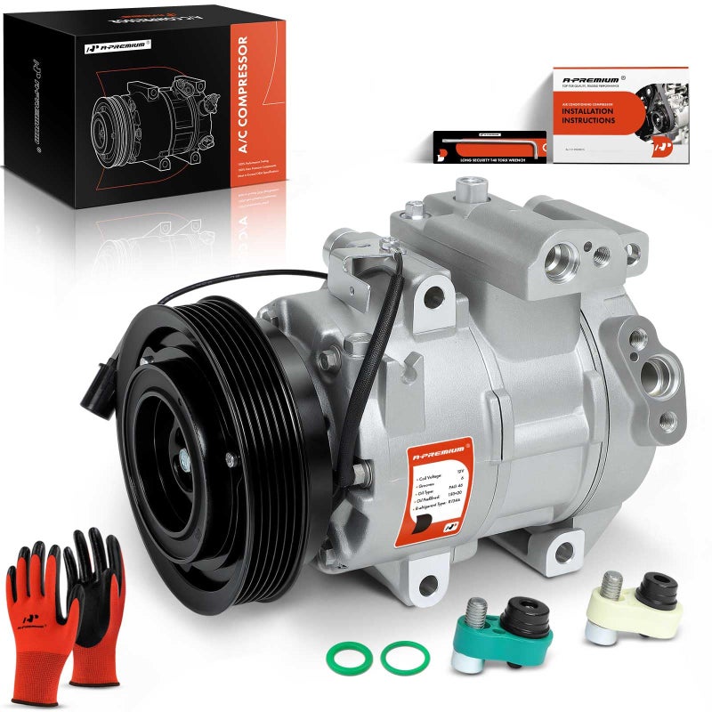 APremium Air Conditioner AC Compressor with Clutch Compatible with Hyundai Accent 20122014 Veloster 20122017 16L DV13 Style wRound Plug