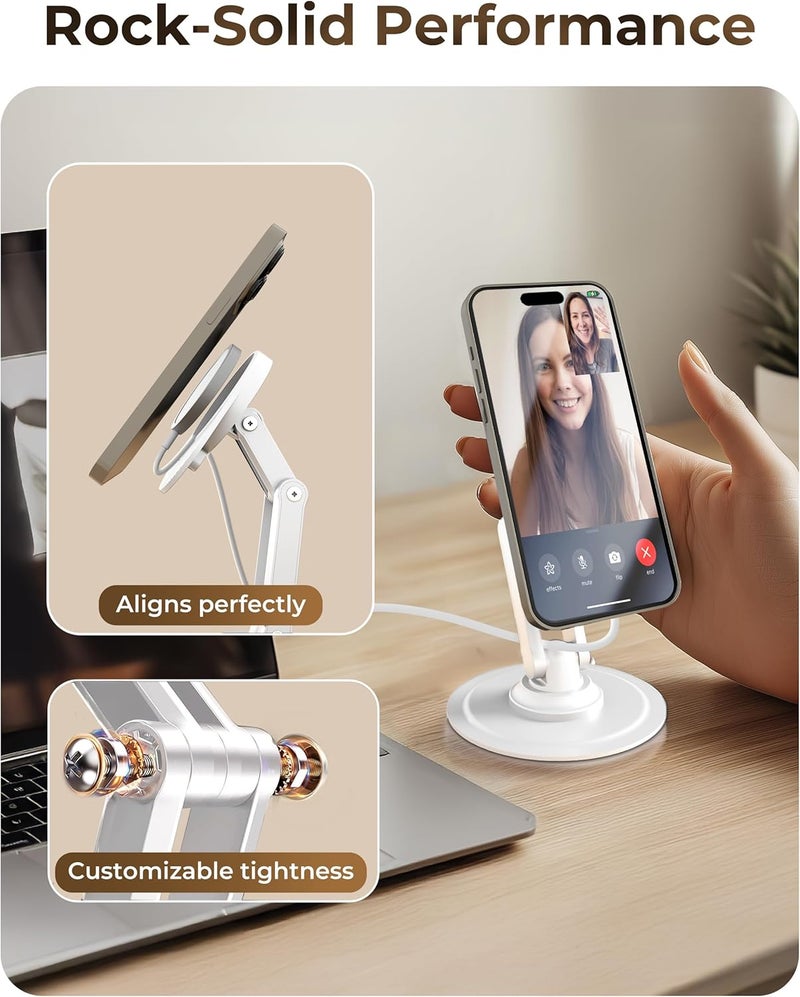 كوبر 360 ماج بيس، حامل متوافق مع شاحن ماج سيف من آبل (غير مرفق)، حامل شحن متوافق مع ماج سيف لأيفون 17 برو ماكس، أيفون 16/15/14/13/12، شحن آيربودز، وضع الاستعداد (أبيض) - Image 4