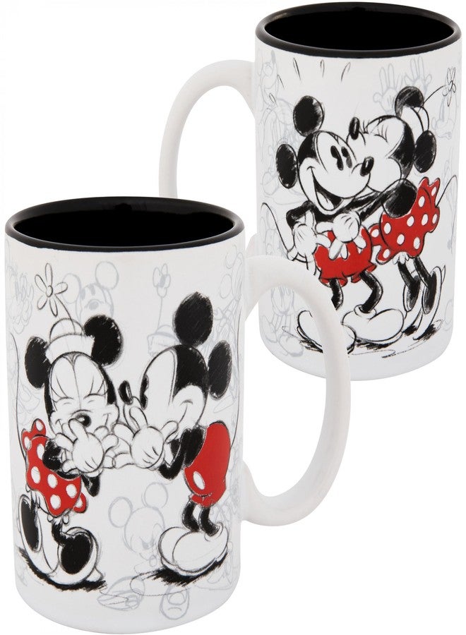 Jerry Leigh Mickey and Minnie Mouse Kissy Sketch 11oz. Mug - Image 1