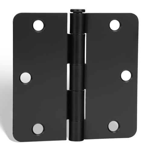 goldenwarm 6Pack Door Hinges Black Matte 3.5 Inch Rounded Black Interior Door Hinges 3-1/2'' with 1/4'' Radius Corners - Image 1