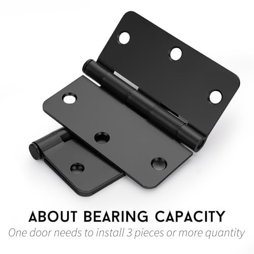 goldenwarm 6Pack Door Hinges Black Matte 3.5 Inch Rounded Black Interior Door Hinges 3-1/2'' with 1/4'' Radius Corners - Image 5