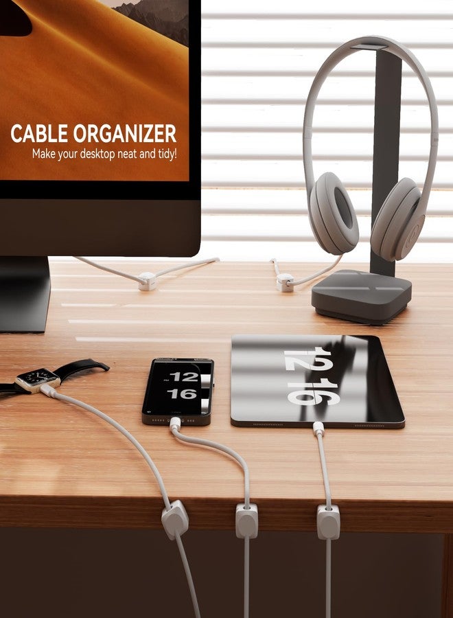 Daisyhome Rotatable Cord Organizer, Enhanced Spring Cable Clips, Strong Adhesive Cable Management, Desk Cord Holder for Nightstand, Office Accessories and Car (8*White) - Image 3