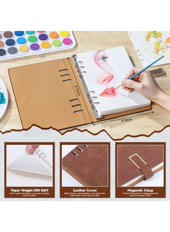 Prudiut 30 Sheets Watercolor Sketchbook, 140 lb/300 GSM Watercolor Journal Cold Press Paper for Painting, Drawing, Mixed Media(9.1x6.3 in, Brown) - Image 2
