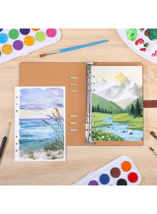 Prudiut 30 Sheets Watercolor Sketchbook, 140 lb/300 GSM Watercolor Journal Cold Press Paper for Painting, Drawing, Mixed Media(9.1x6.3 in, Brown) - Image 5