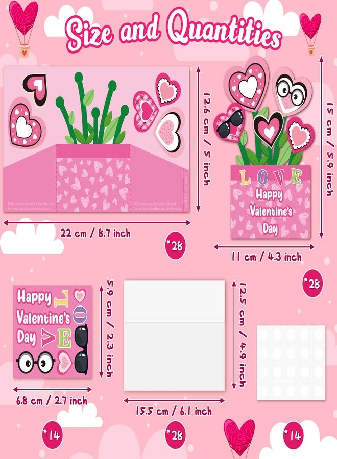 CY2SIDE 28PCS Mother’s Day Pink Flower Pot with Envelop and Stickers, DIY Mother’s Day Gifts Paper Craft for Kids, 3D Flower Pot Handmade Greeting Card Set for Kids School Home Project, Gifts for Mom - Image 2