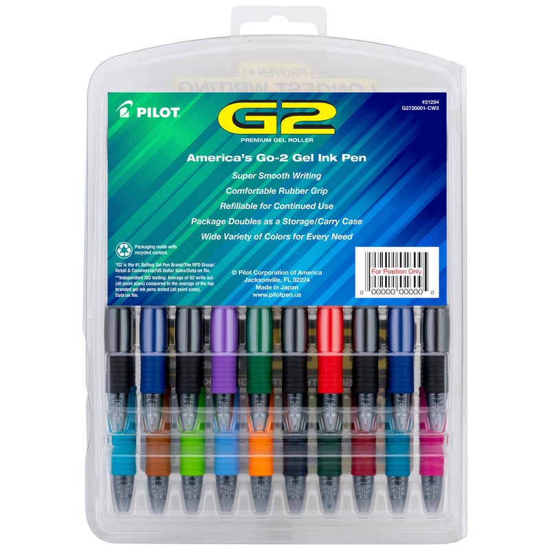 Pilot, G2 Premium Gel Roller Pens, Fine Point 0.7 mm, Assorted Colors, Pack of 20 - Image 2