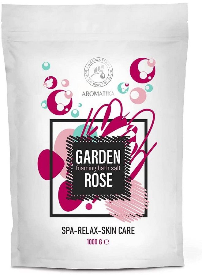 Aromatika Foaming Bath Sea Salt Rose 35 Oz 1000g Bubble Bath Salts with Almond & Rosewood Essential Oil & Rosa Damascena Flower Extract for Bath Soak Relaxing Bath Aromatherapy Bath Salts - Image 1