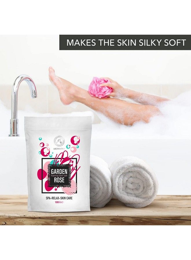 Aromatika Foaming Bath Sea Salt Rose 35 Oz 1000g Bubble Bath Salts with Almond & Rosewood Essential Oil & Rosa Damascena Flower Extract for Bath Soak Relaxing Bath Aromatherapy Bath Salts - Image 5