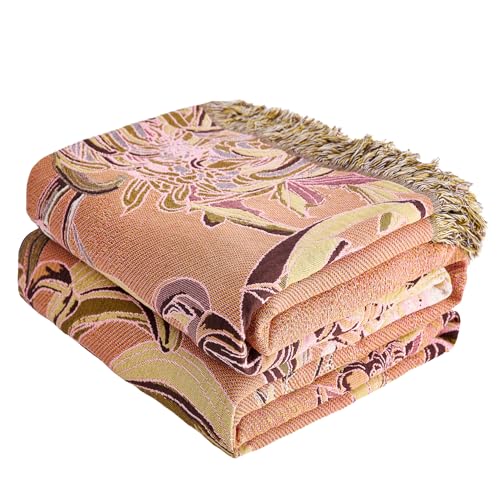 VANJOROY Boho Throw Blanket 80 x 90 100 Organic Cotton Breathable SkinFriendly Ultra Soft Bed Quilt Throw Floral Rustic Decor Luxury Reversible Blanket for Sofa Couch Chair and Gift - Image 1