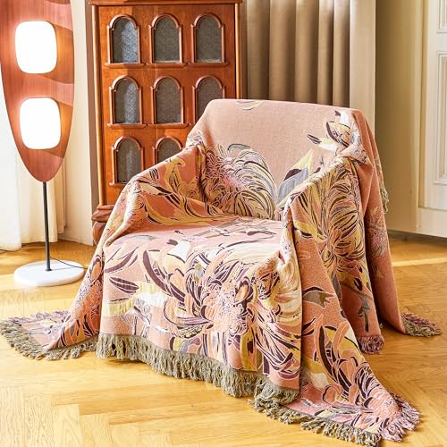 VANJOROY Boho Throw Blanket 80 x 90 100 Organic Cotton Breathable SkinFriendly Ultra Soft Bed Quilt Throw Floral Rustic Decor Luxury Reversible Blanket for Sofa Couch Chair and Gift - Image 3