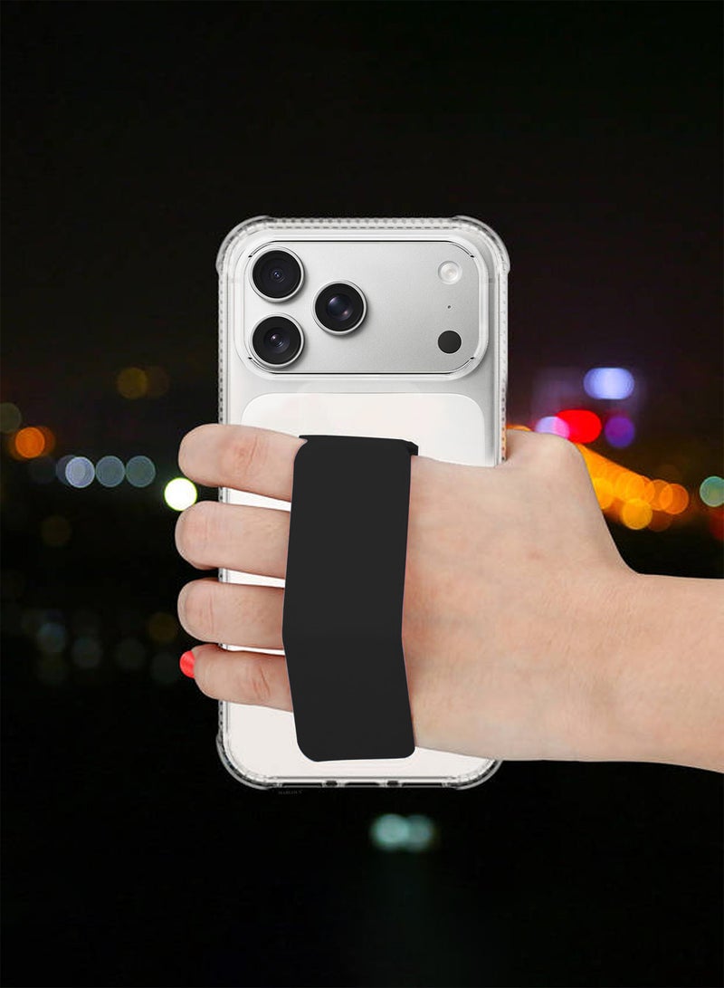 DUSALA Finger Grip Clear Case Cover for iPhone 17 Pro- Kickstand Car Magnetic Holder Multi-function Protective Two-in-one Case - Black-1 - Image 5