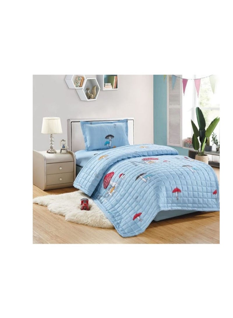 3-Piece Single-Size Quilted Children's Bedspread Set with Modern Prints (230 x 170 cm)