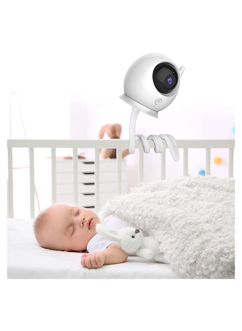 Y&D - Baby Monitor Mount Shelf, Flexible Camera Stand for Nursery Crib Holder, Compatible with Most Universal Monitors Camera, Versatile Twist Without Tools or Wall Damage (White) - Image 1