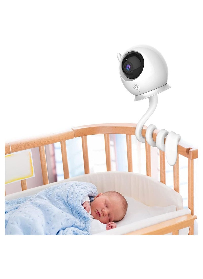 Y&D - Baby Monitor Mount Shelf, Flexible Camera Stand for Nursery Crib Holder, Compatible with Most Universal Monitors Camera, Versatile Twist Without Tools or Wall Damage (White) - Image 1