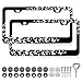 LIN KANG 2PCS Black White Butterfly License Plate Frames Cute Butterfly Pattern License Plate Holder Universal Aluminum Metal RustProof Waterproof Car Decorative Tag Frames for Standard US 12x6 Inch - Image 2