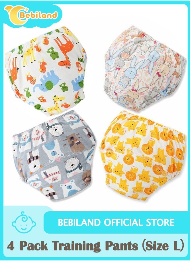 Bebiland - 4 Pack Size L Potty Training Pants, Breathable Potty Training Underwear, Unisex Toddler Training Underpants for 0-3 Years Boy and Girls Strong Absorbent Cotton Training Pants - Image 1
