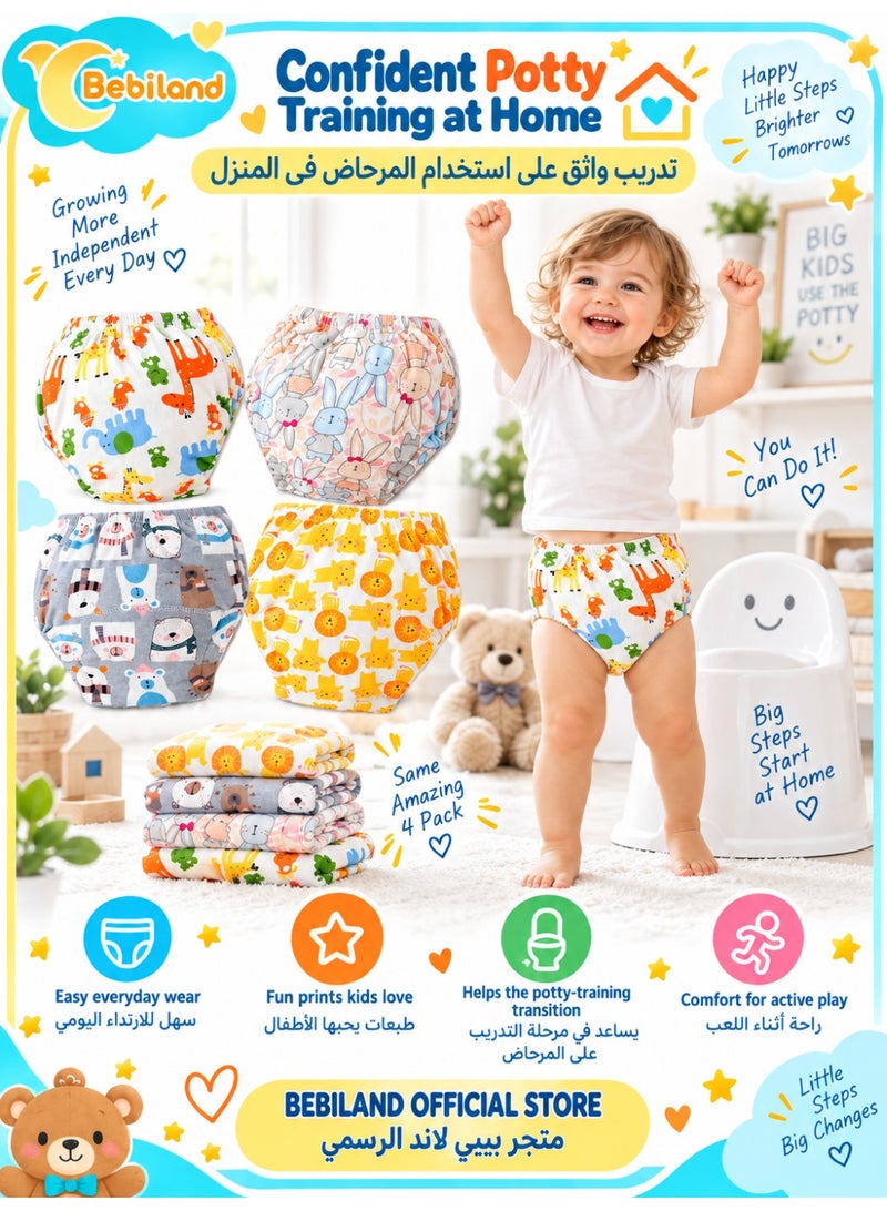 Bebiland 4 Pack Size L Potty Training Pants, Breathable Potty Training Underwear, Unisex Toddler Training Underpants for 0-3 Years Boy and Girls Strong Absorbent Cotton Training Pants - Image 3