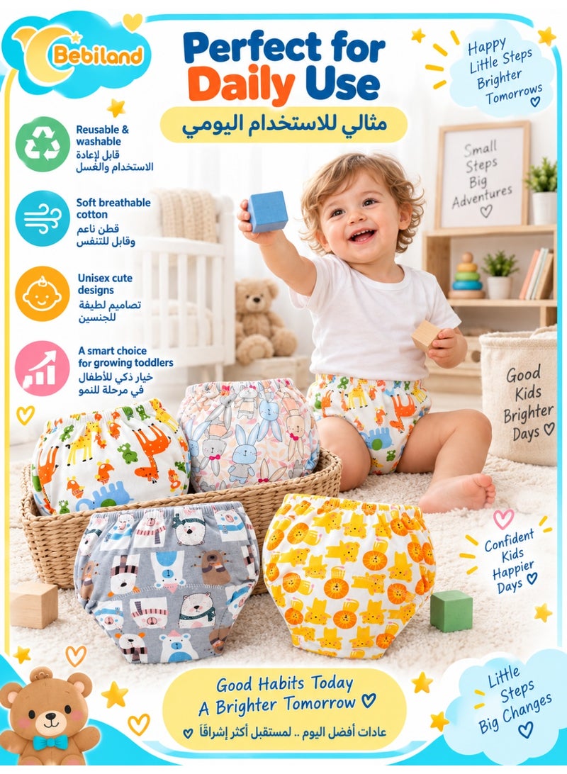 Bebiland 4 Pack Size L Potty Training Pants, Breathable Potty Training Underwear, Unisex Toddler Training Underpants for 0-3 Years Boy and Girls Strong Absorbent Cotton Training Pants - Image 4
