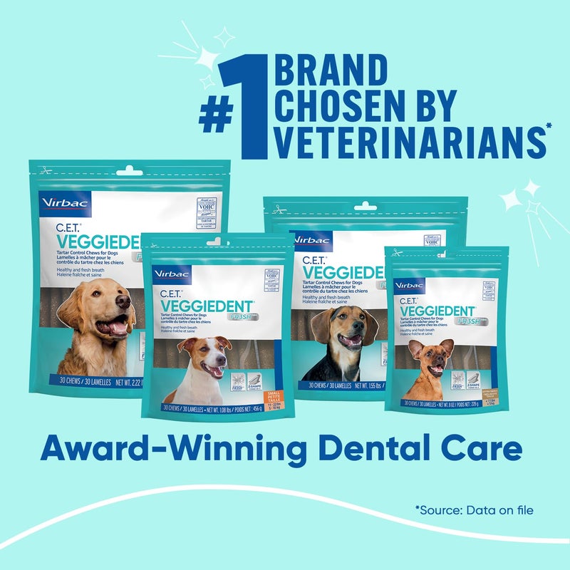 Virbac CET VEGGIEDENT FR3SH Tartar Control Chews for Dogs - Small - Image 2