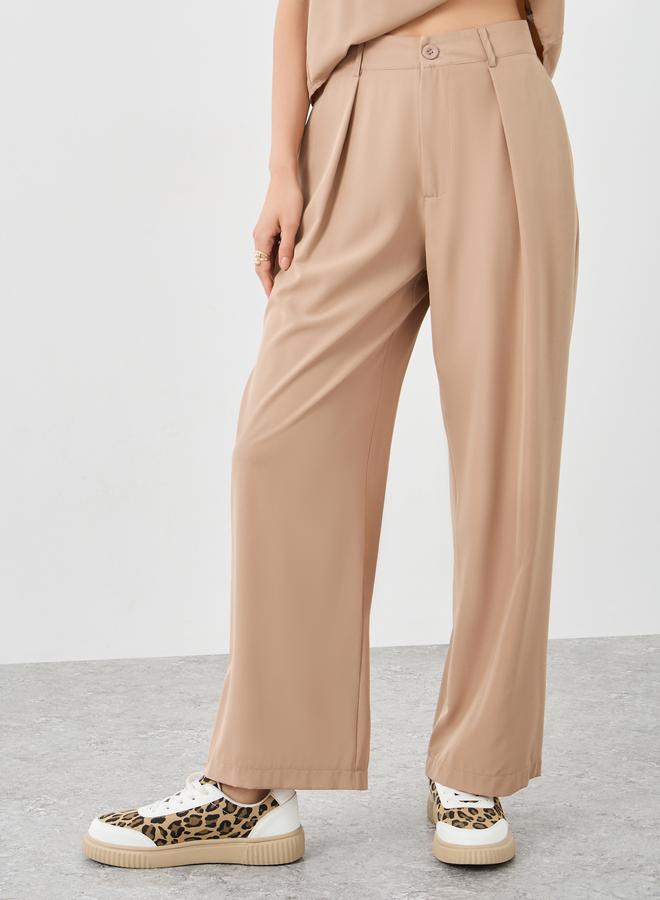 تايك تو طقم بلوزة وبنطلون كاجوال بيج سادة من تيك تو - Image 5