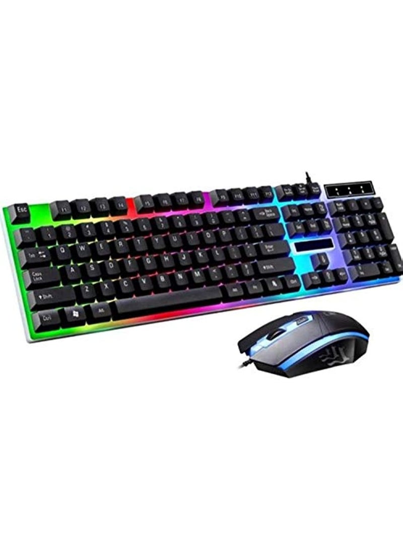 Black gaming keyboard and mouse set with LED lighting - Image 1