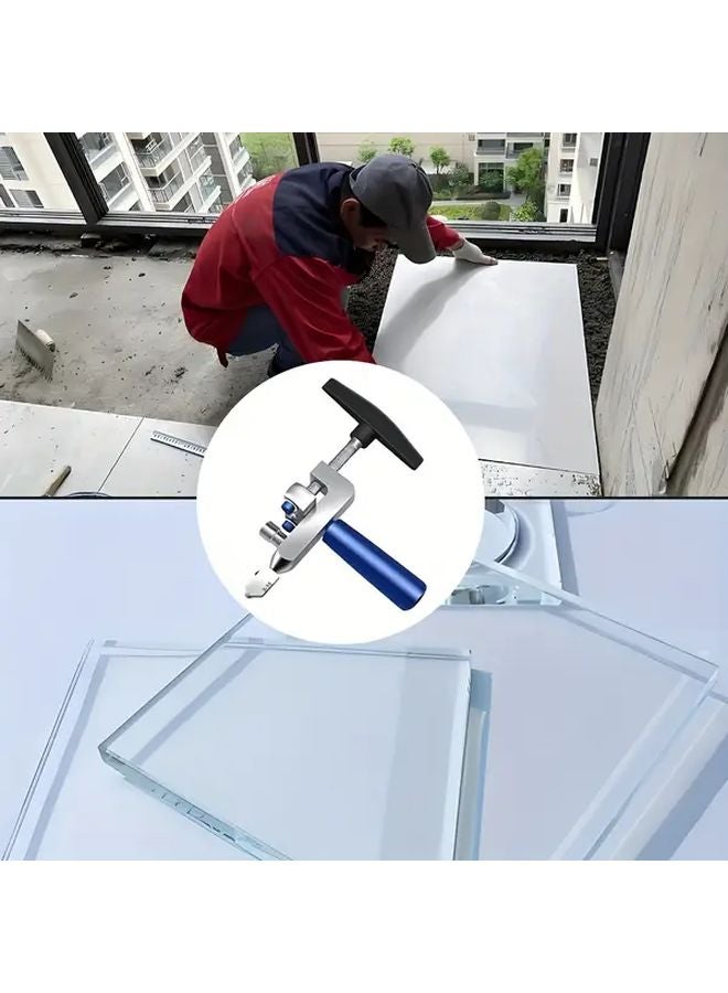 2 In 1 Manual Glass Tile Cutter With Diamond Roller Silvery Adjustable Metal Base - Image 5