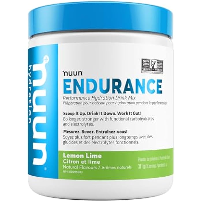 Nuun Hydration Endurance Powder, Lemon Lime, Workout Support,5 Essential Electrolytes for Hydration + Carbohydrates, Vegan, Non-GMO, (16 Servings - Canister) - Image 1