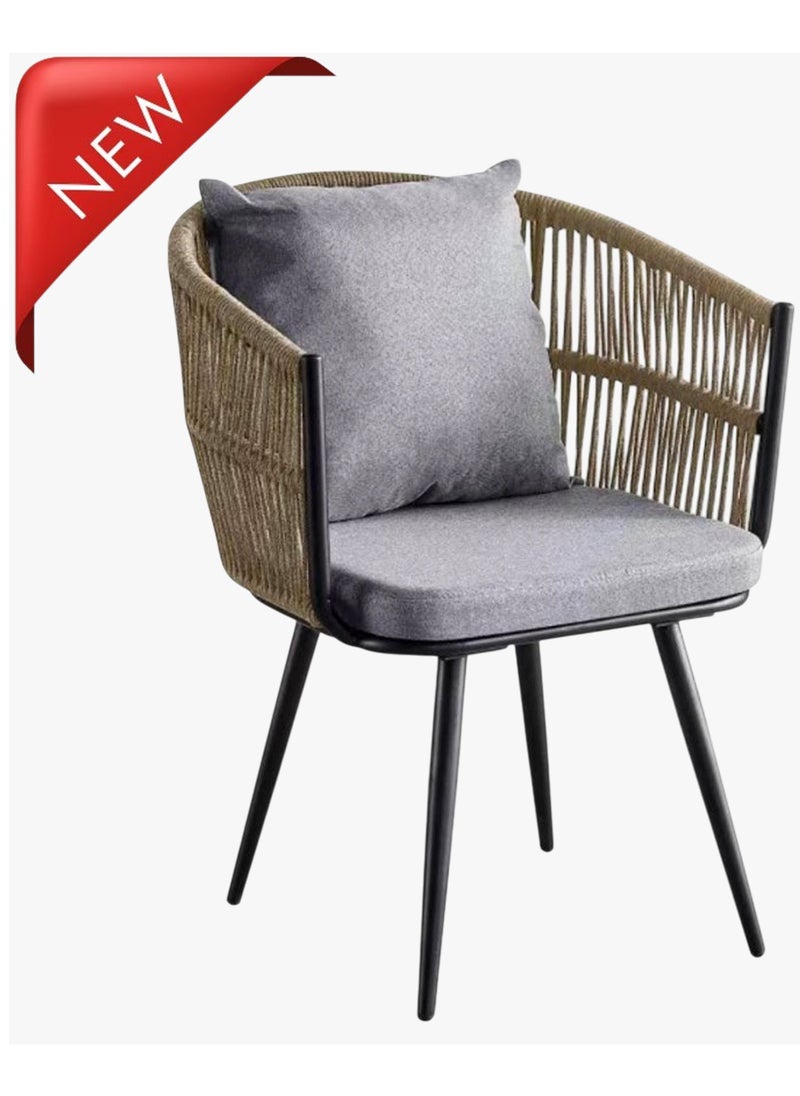 Generic - Set of 2 Pieces, Modern Metal Patio Rattan Garden Chairs, Dining Chairs, Outdoor Seating for Backyard, Poolside, Balcony, Indoor Use - Image 1