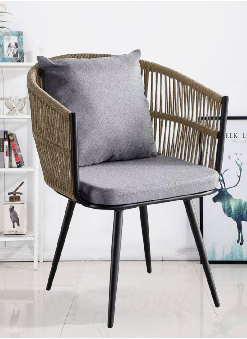 Generic - Set of 2 Pieces, Modern Metal Patio Rattan Garden Chairs, Dining Chairs, Outdoor Seating for Backyard, Poolside, Balcony, Indoor Use - Image 1