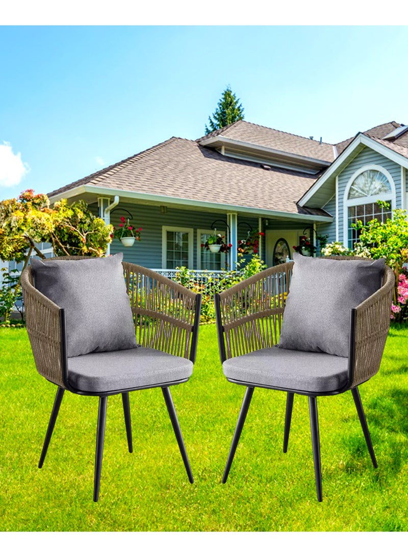 Generic - Set of 2 Pieces, Modern Metal Patio Rattan Garden Chairs, Dining Chairs, Outdoor Seating for Backyard, Poolside, Balcony, Indoor Use - Image 1