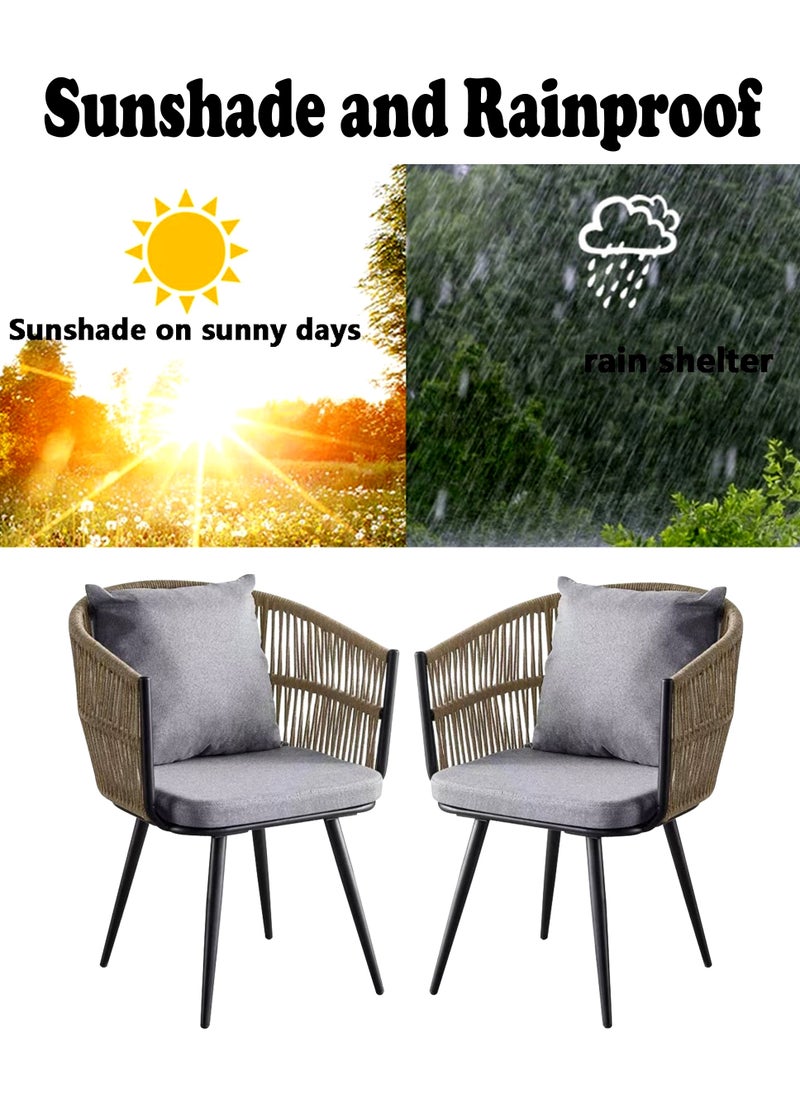 Generic - Set of 2 Pieces, Modern Metal Patio Rattan Garden Chairs, Dining Chairs, Outdoor Seating for Backyard, Poolside, Balcony, Indoor Use - Image 1