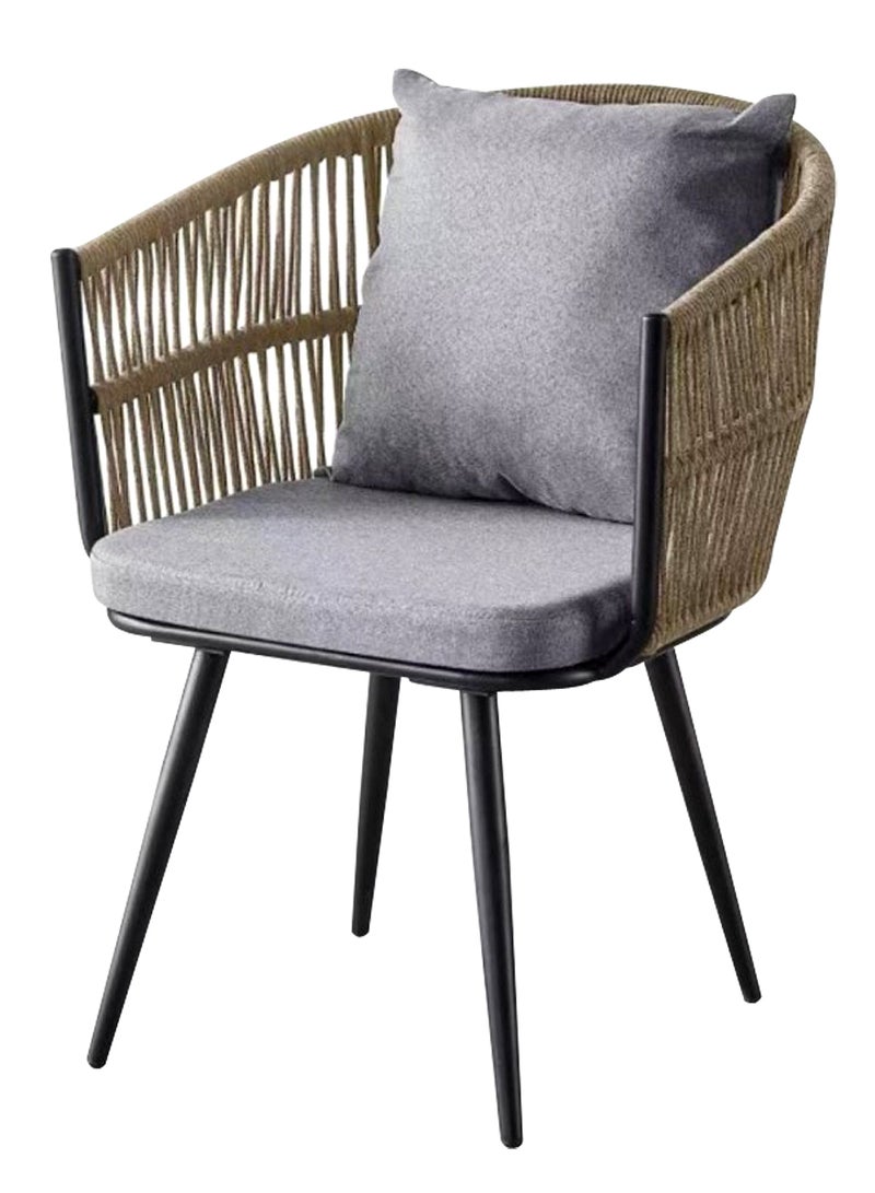 Generic - Set of 2 Pieces, Modern Metal Patio Rattan Garden Chairs, Dining Chairs, Outdoor Seating for Backyard, Poolside, Balcony, Indoor Use - Image 1