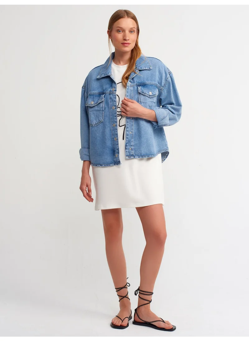 ديلفين 50674 Short Shirt with Chest Pocket-Blue