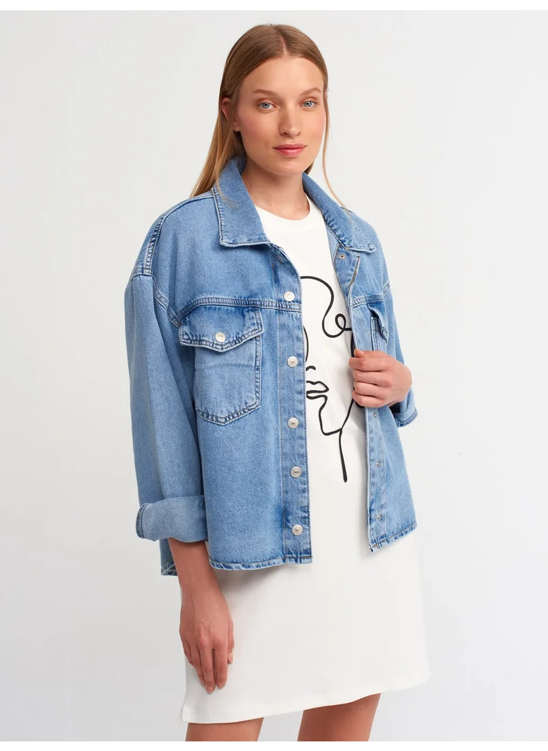 ديلفين 50674 Short Shirt with Chest Pocket-Blue