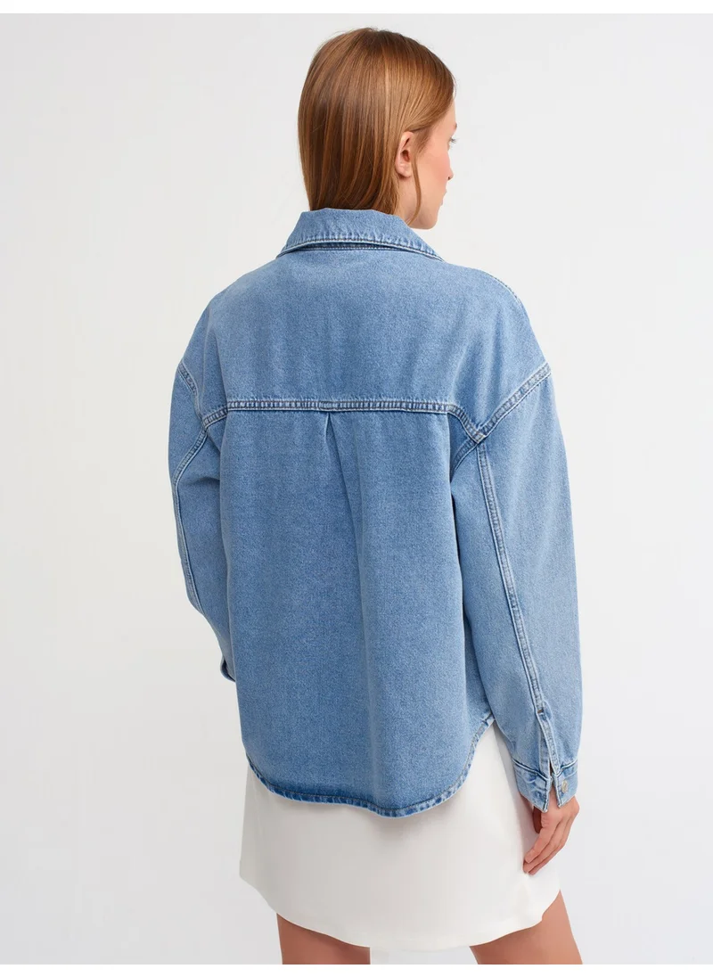 ديلفين 50674 Short Shirt with Chest Pocket-Blue