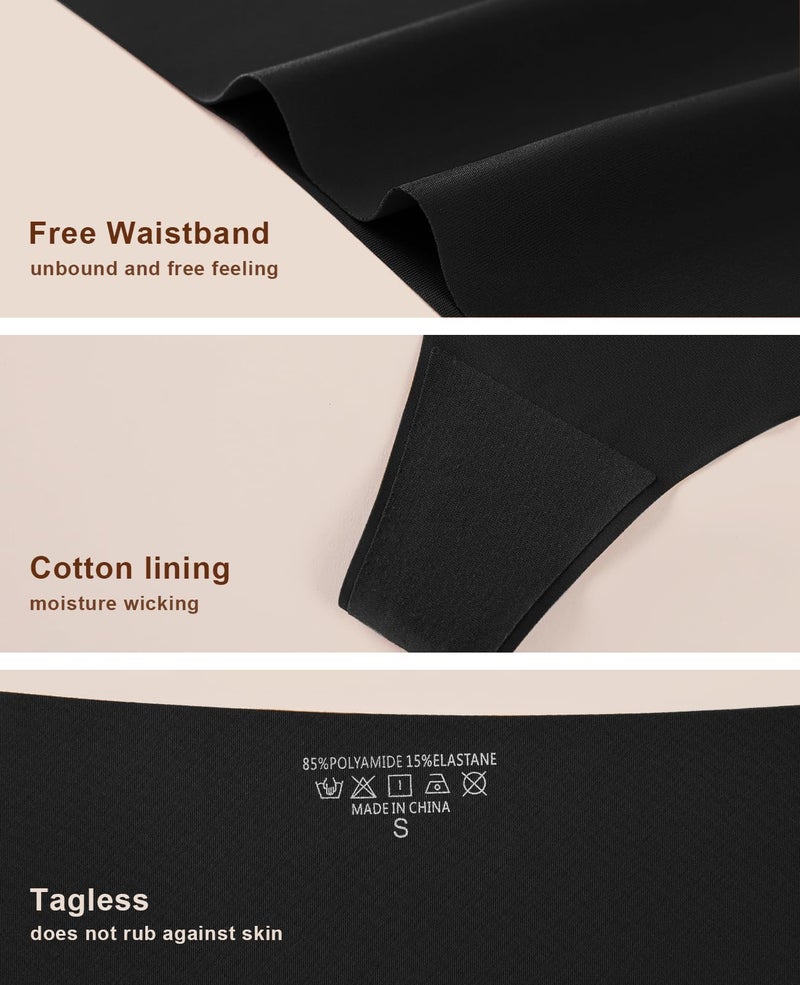 oshkang Thongs for Womens High Waisted Seamless for Women Underwear Sexy Breathable Panties 6 Pack - Image 4
