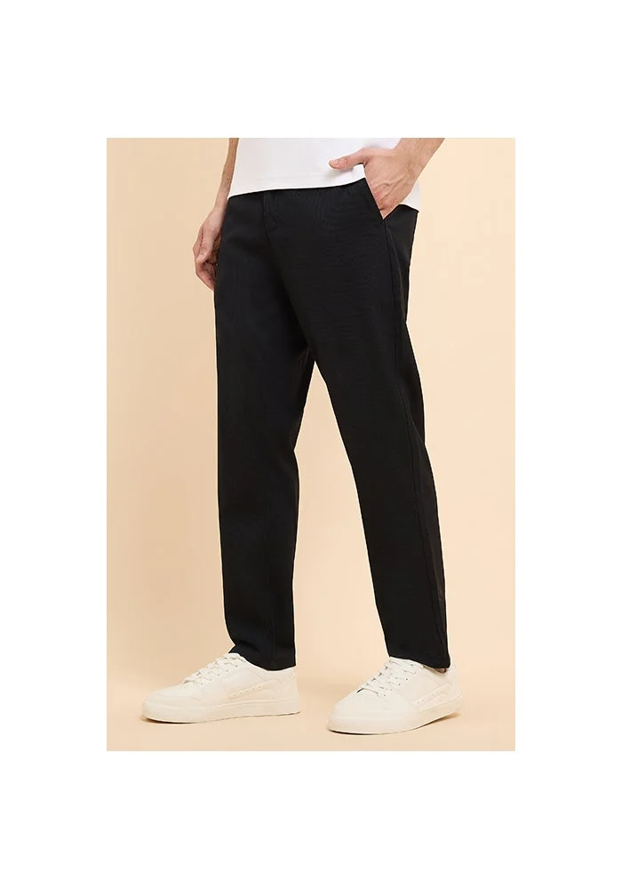 R&b  Solid Tapered Fit Pants with Button Closure for Men | Best Price UAE